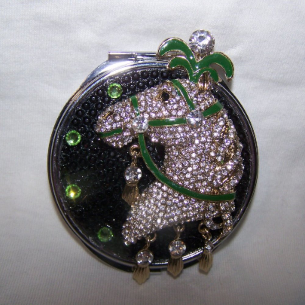 Circus Horse Compact Mirror Crystal Encrusted